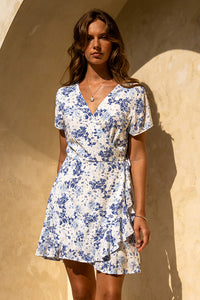 Zeta Mini Dress / Indigo Petals