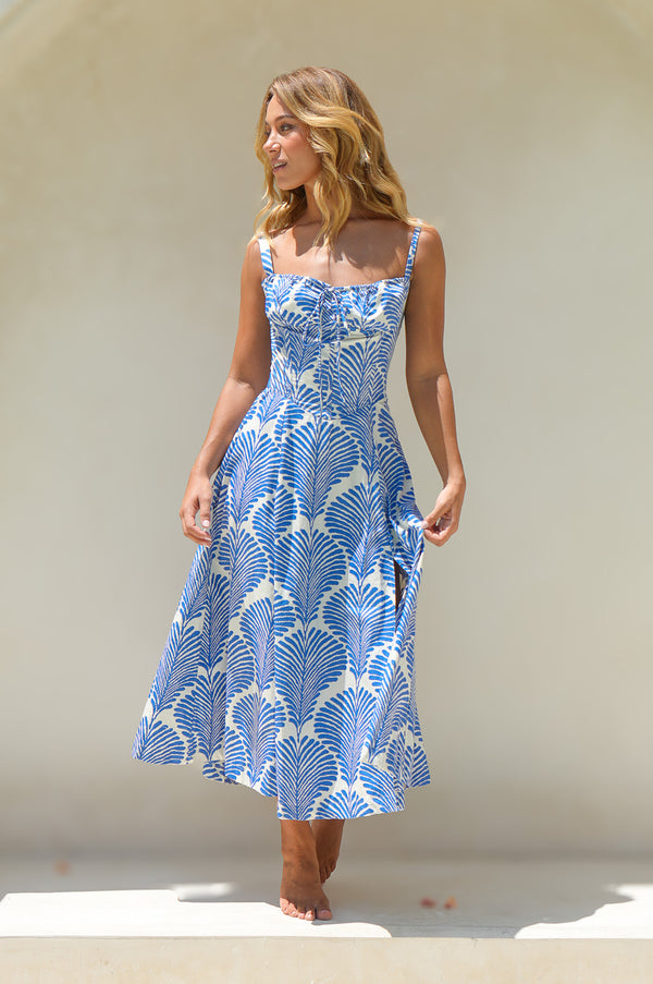 Cella Midi Dress - Ocean Bloom