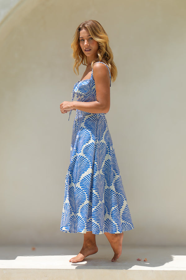 Cella Midi Dress - Ocean Bloom