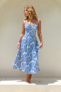 Cella Midi Dress / Ocean Bloom