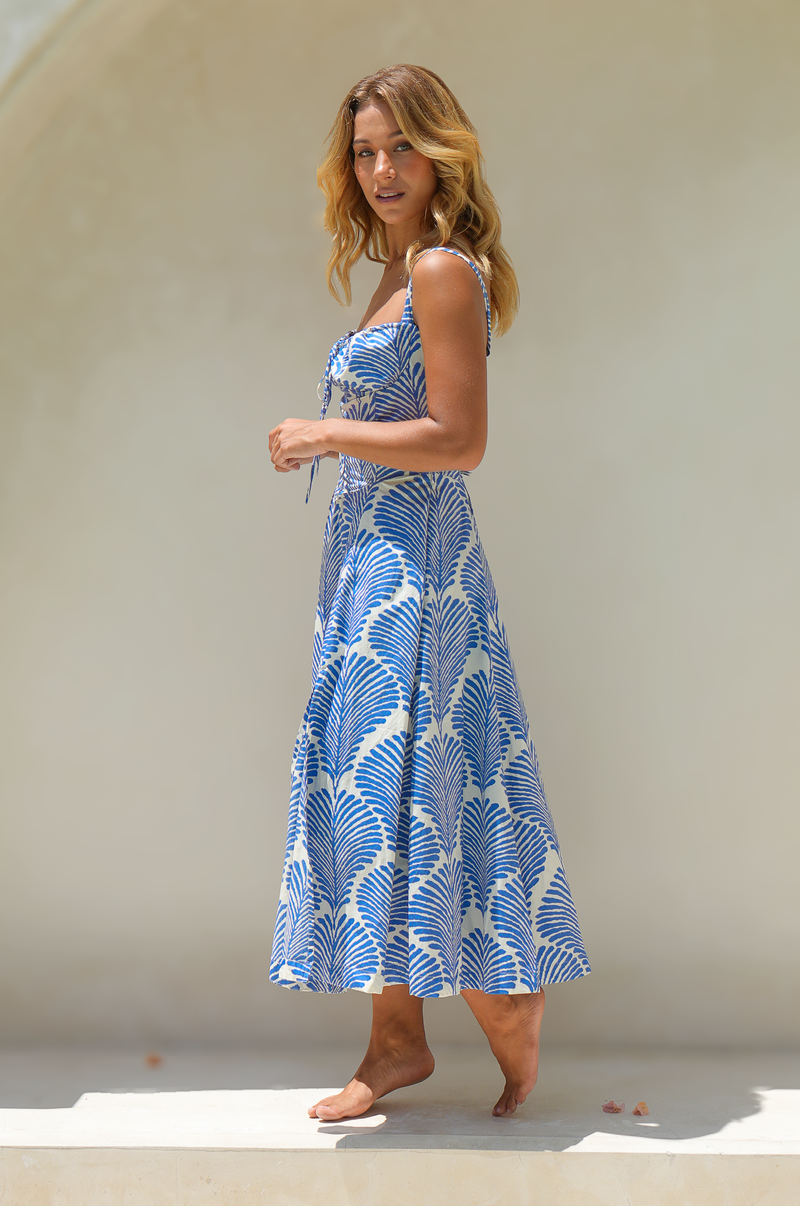 Cella Midi Dress / Ocean Bloom