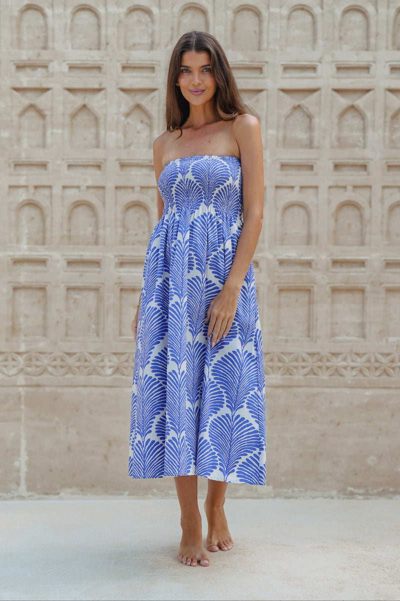 Lennox Midi Dress / Ocean Bloom