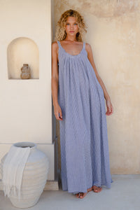 Yasmine Maxi Dress / Dark Blue Stripe
