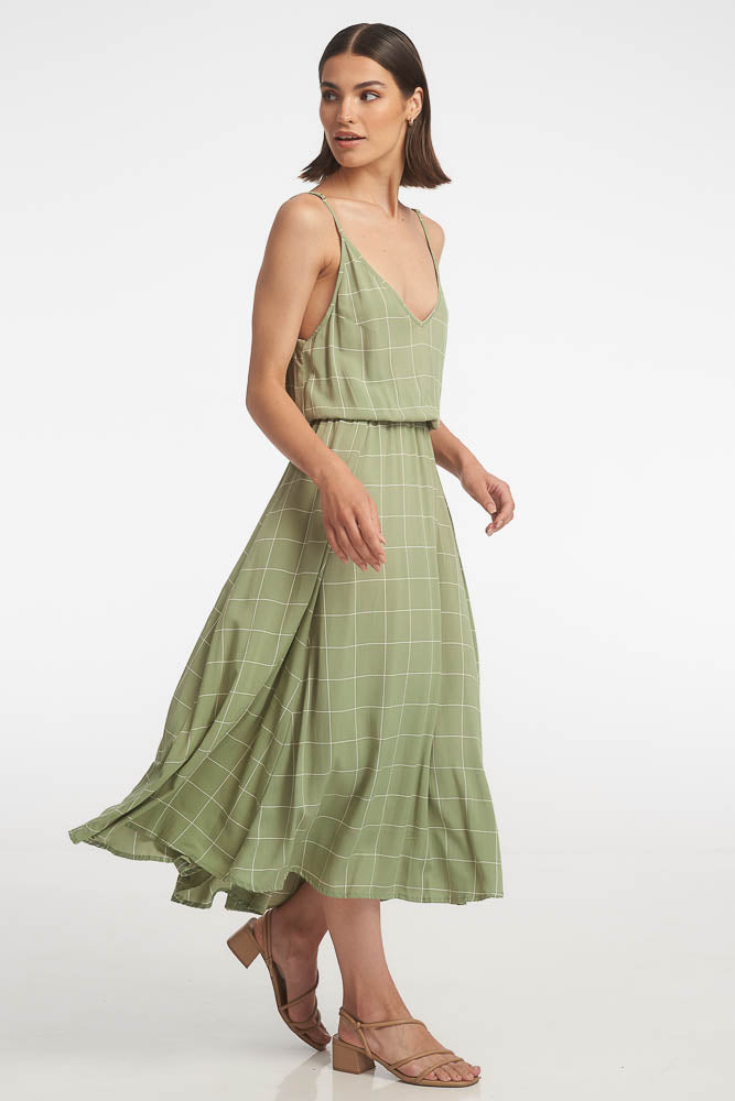 Sophia Midi Dress / Moss Tiles