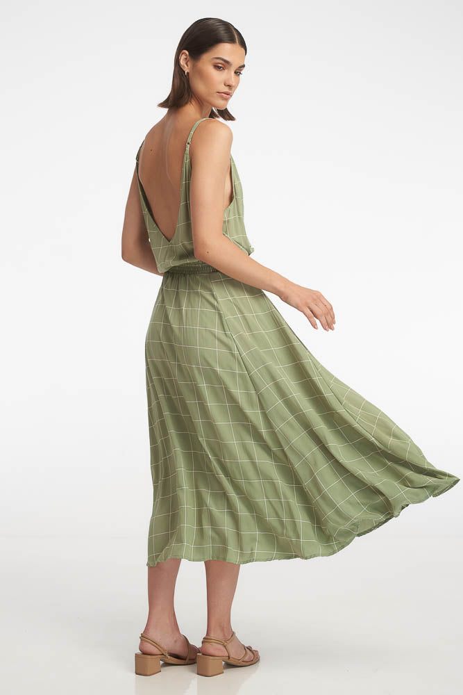 Sophia Midi Dress / Moss Tiles