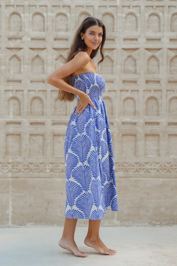 Lennox Midi Dress - Ocean Bloom