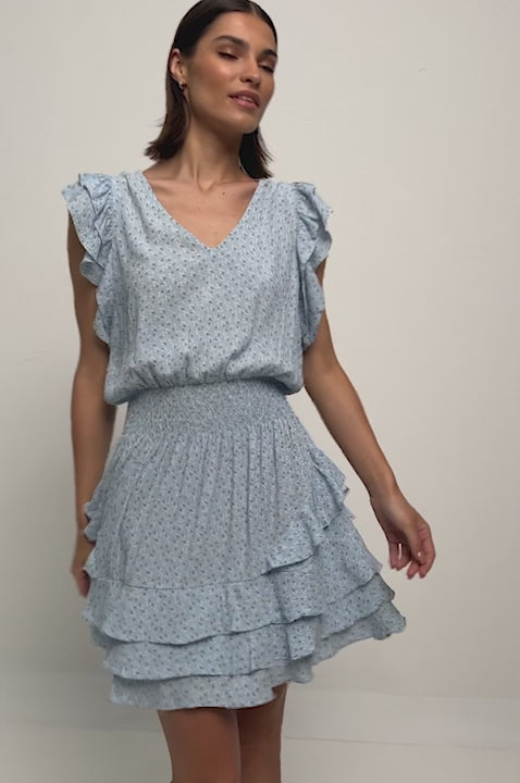 Judith  Mini Dress / Sky Blossom