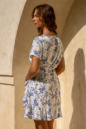 Zeta Mini Dress - Indigo Petal