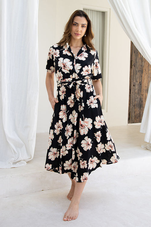 Aveline Midi Dress / Hibiscus