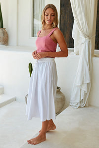 Pippa Midi Skirt / White